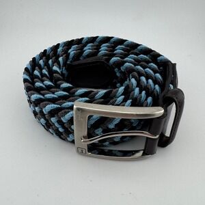 PGA Tour Mens Braided Belt Black Blue Grey Leather Trim PG86001 Size 38-40